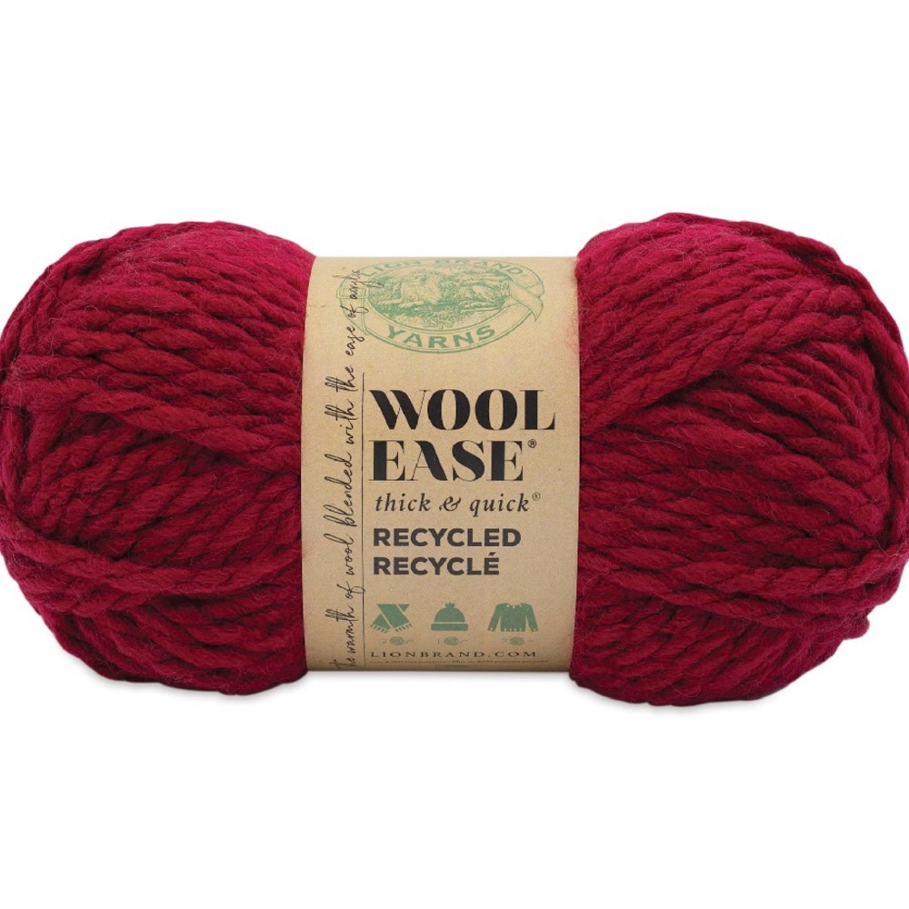🆕- Lion Brand Wool Ease Thick & Quick Recycled Yarn - Burgundy, 106 yds